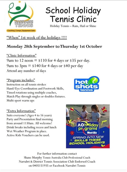 School Holiday Tennis Clinic
